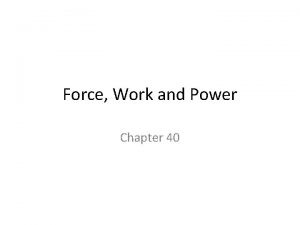 Force Work and Power Chapter 40 Force A