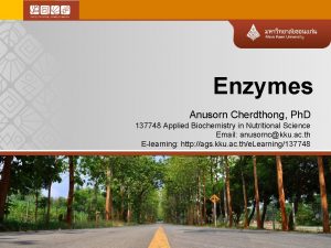 Enzymes Anusorn Cherdthong Ph D 137748 Applied Biochemistry