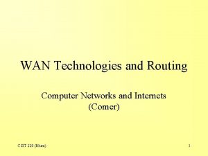 WAN Technologies and Routing Computer Networks and Internets