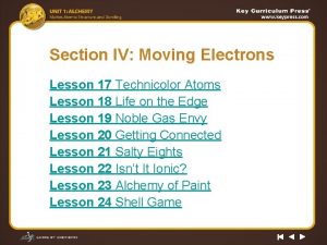 Section IV Moving Electrons Lesson 17 Technicolor Atoms