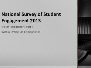 National Survey of Student Engagement 2013 Major Field