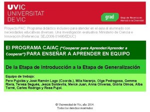 Proyecto PAC Programa didctico inclusivo para atender en