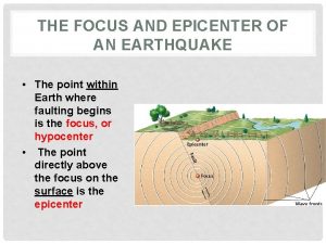 THE FOCUS AND EPICENTER OF AN EARTHQUAKE The