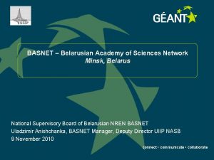 BASNET Belarusian Academy of Sciences Network Minsk Belarus