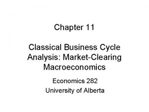 Chapter 11 Classical Business Cycle Analysis MarketClearing Macroeconomics
