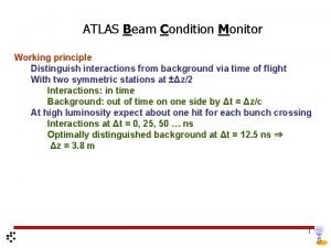 ATLAS Beam Condition Monitor Working principle Distinguish interactions