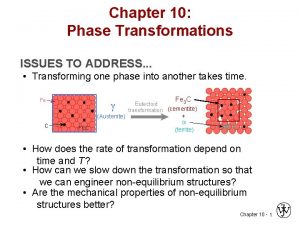 Chapter 10 Phase Transformations ISSUES TO ADDRESS Transforming
