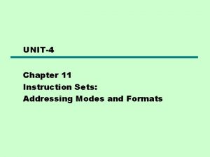 UNIT4 Chapter 11 Instruction Sets Addressing Modes and