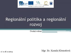 Regionln politika a regionln rozvoj vodn cvien 17