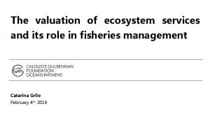 The valuation of ecosystem services and its role
