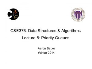 CSE 373 Data Structures Algorithms Lecture 8 Priority