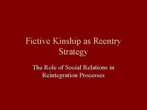 Fictive Kinship as Reentry Strategy The Role of