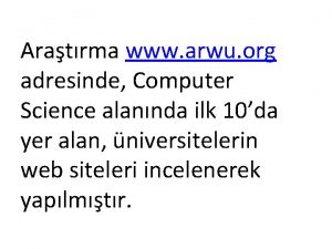 Aratrma www arwu org adresinde Computer Science alannda