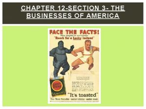 CHAPTER 12 SECTION 3 THE BUSINESSES OF AMERICA