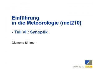 Einfhrung in die Meteorologie met 210 Teil VII