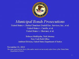 Municipal Bonds Prosecutions United States v RubinChambers Dunhill