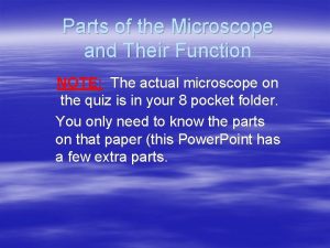 Parts of the Microscope and Their Function NOTE