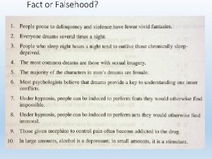 Fact or Falsehood The National Sleep Foundations Sleep