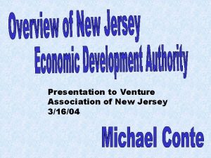 Presentation to Venture Association of New Jersey 31604