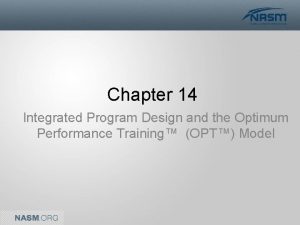 Chapter 14 Integrated Program Design and the Optimum