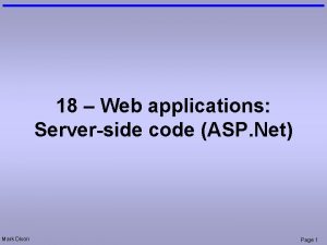 18 Web applications Serverside code ASP Net Mark