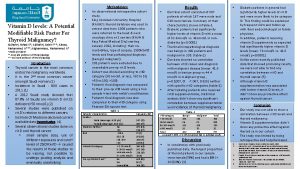 Vitamin D levels A Potential Modifiable Risk Factor