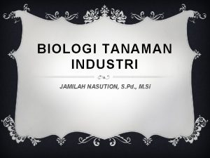 BIOLOGI TANAMAN INDUSTRI JAMILAH NASUTION S Pd M