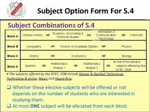 Subject Option Form For S 4 Subject Combinations