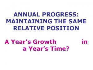 ANNUAL PROGRESS MAINTAINING THE SAME RELATIVE POSITION A