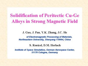 Solidification of Peritectic CuGe Alloys in Strong Magnetic