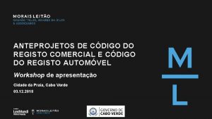 ANTEPROJETOS DE CDIGO DO REGISTO COMERCIAL E CDIGO