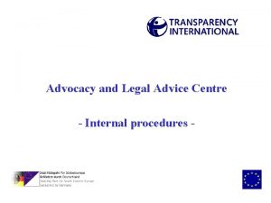 Advocacy and Legal Advice Centre Internal procedures Registration