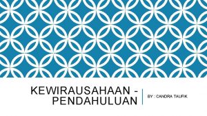 KEWIRAUSAHAAN PENDAHULUAN BY CANDRA TAUFIK OUTLINES Menumbuhkan minat