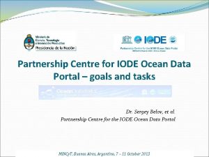 Partnership Centre for IODE Ocean Data Portal goals