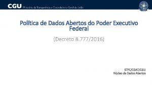 Poltica de Dados Abertos do Poder Executivo Federal