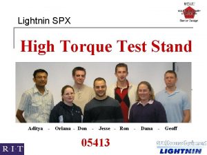 Lightnin SPX High Torque Test Stand Aditya Oriana