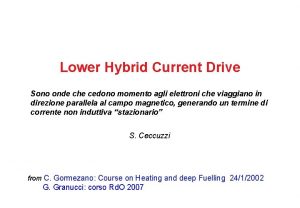 Lower Hybrid Current Drive Sono onde che cedono