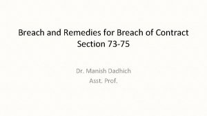 Breach and Remedies for Breach of Contract Section