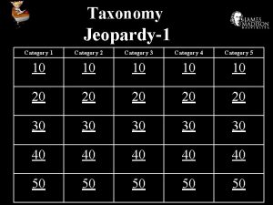 Taxonomy Jeopardy1 Category 2 Category 3 Category 4