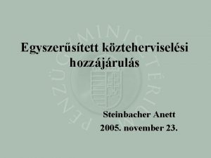 Egyszerstett kzteherviselsi hozzjruls Steinbacher Anett 2005 november 23