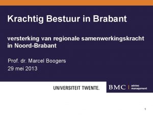 Krachtig Bestuur in Brabant versterking van regionale samenwerkingskracht