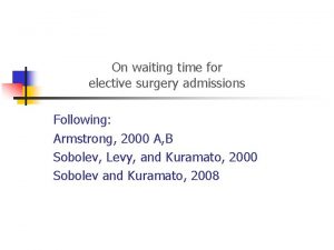 On waiting time for elective surgery admissions Following