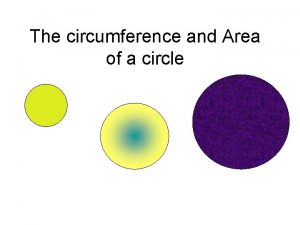 The circumference and Area of a circle Circles