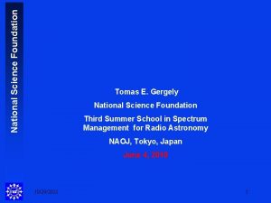 National Science Foundation Tomas E Gergely National Science