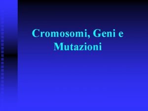 Cromosomi Geni e Mutazioni Sutton e Boveri 1902