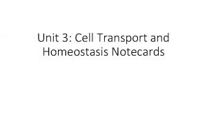 Unit 3 Cell Transport and Homeostasis Notecards Homeostasis