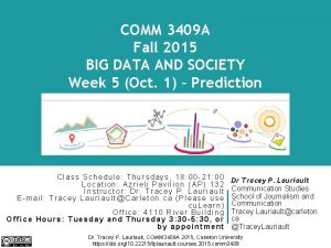 COMM 3409 A Fall 2015 BIG DATA AND