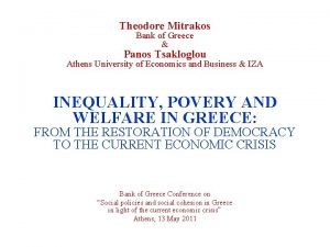 Theodore Mitrakos Bank of Greece Panos Tsakloglou Athens