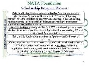 NATA Foundation Scholarship Program Process Scholarship Application posted