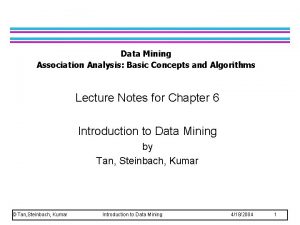 Data Mining Association Analysis Basic Concepts and Algorithms